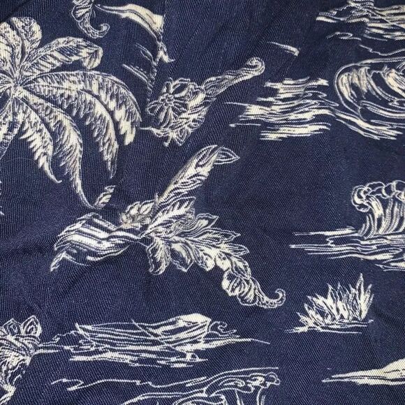 A.n.a Shorts knit Paperbag Blue Beach Tropical Palm Tree Lightweight Hawaii - Picture 2 of 3